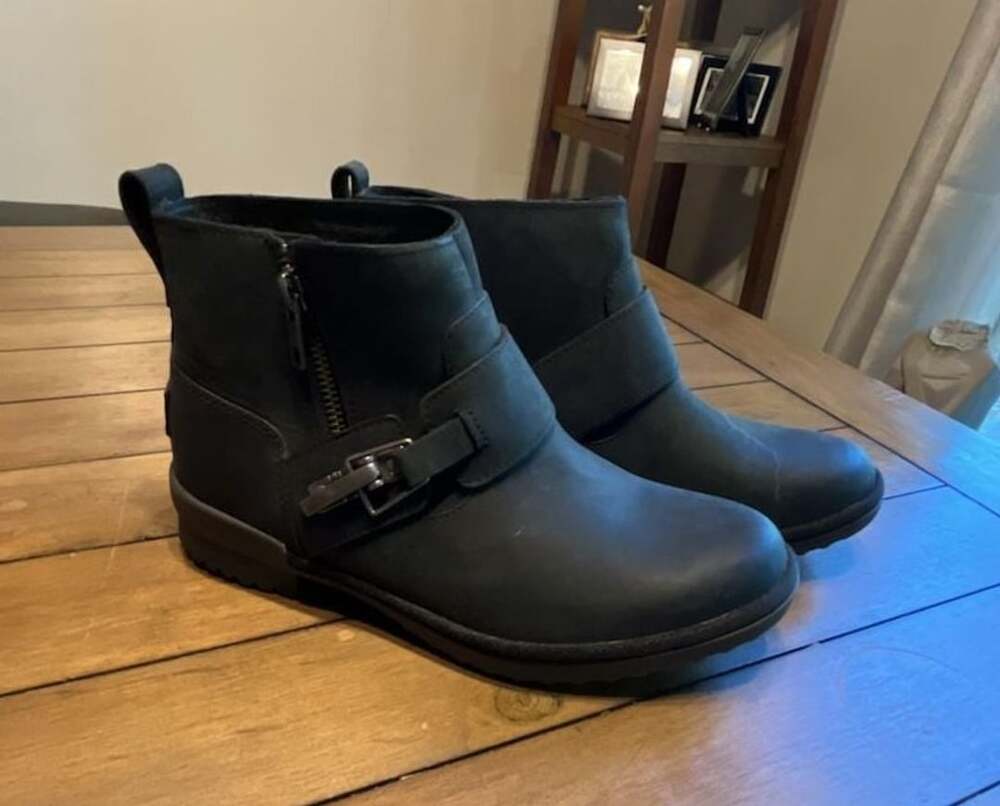 UGG Cheyne Black Waterproof Leather Sheepskin Ankle Boots